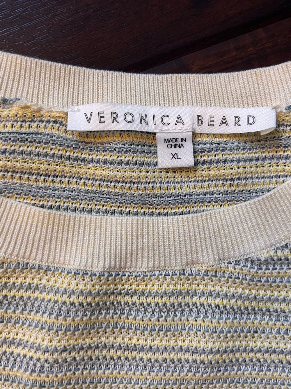 Veronica Beard Boise Crewneck Striped Sweater, Yellow & Blue Coastal XL Like New